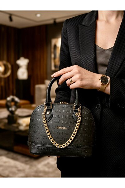 Just Polo Women's Chain Detailed Luxury Hand and Shoulder Bag Shopper Size: 2...