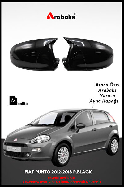 Arabaks FIAT PUNTO 2012-2018 P.BLACK Yarasa Ayna Kapağı 2'li Takım (BATMAN Tİ...