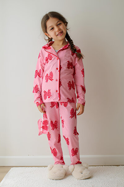 Belya Kids Wear Girl's Cotton Piece Suede Pink Butterfly Pattern Shirt Collar...