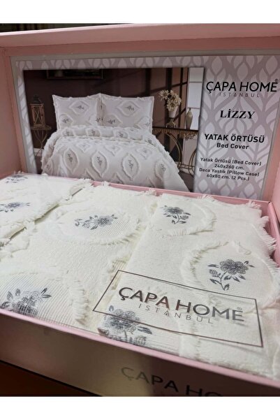 Çapa Home Lizzy jakarlı Bohem Şönil Yatak Örtüsü Çift Kişilik