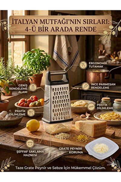 LOVYCO Grater with Bowl - 4-in-1 Stainless Steel, Non-Slip Sole Pieces, Kitch...