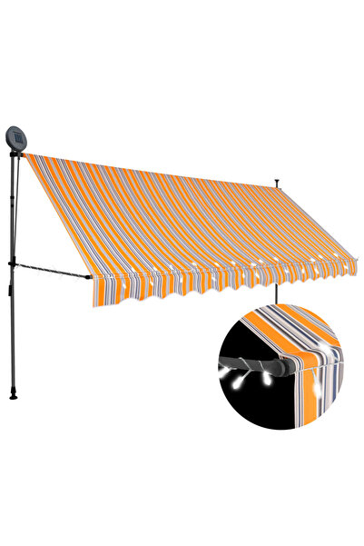 Concept Χειροκίνητη αναδιπλούμενη τέντα με LED, κίτρινη & μπλε, 350 cm