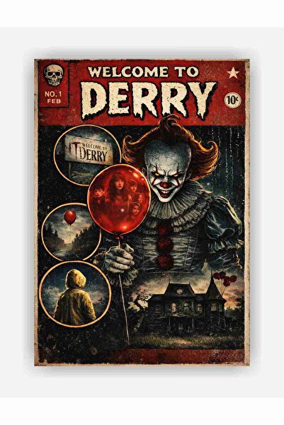 fırsatlar diyarı It: Welcome to Derry - Pennywise Retro Kağıt Poster - Çerçev...