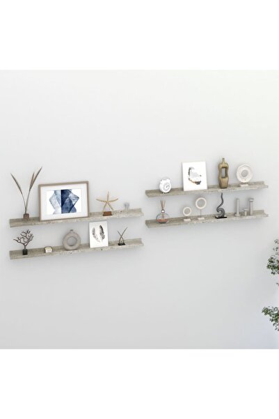 Concept Rafturi de perete, 4 buc., gri beton, 100x9x3 cm