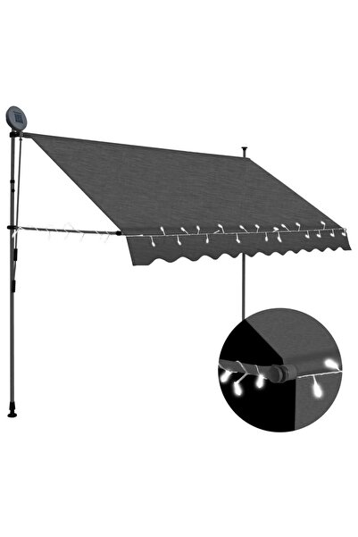 Concept Τέντα χειροκίνητα αναδιπλούμενη με LED, ανθρακί, 250 cm