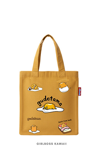 Girlboss Kawaii Gudetama Mini Tote Bag/Tablet/Book/Mini Cloth Shopping Bag Ba...