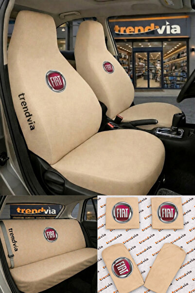 trivexa Fiat (Eski) Logolu Oto Koltuk Kılıfı Ön Arka Set – Penye Universal Ko...