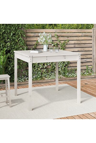 Concept Τραπέζι κήπου, λευκό, 82,5x82,5x76 cm, μασίφ ξύλο πεύκου