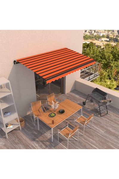 Concept Τέντα χειροκίνητα αναδιπλούμενη, πορτοκαλί/καφέ, 450x350 εκ.