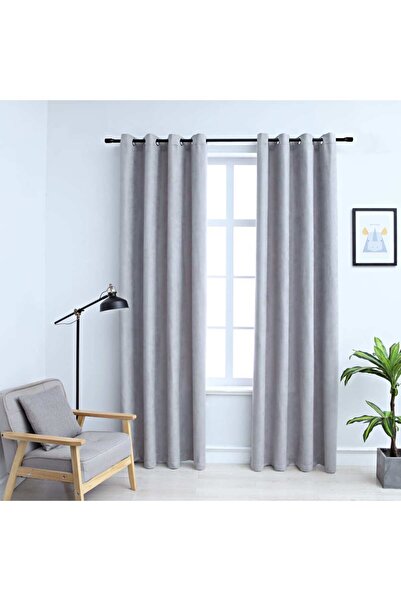 Concept Κουρτίνες συσκότισης με μεταλλικούς κρίκους, 2 τεμ., γκρι, 140 x 225 εκ.