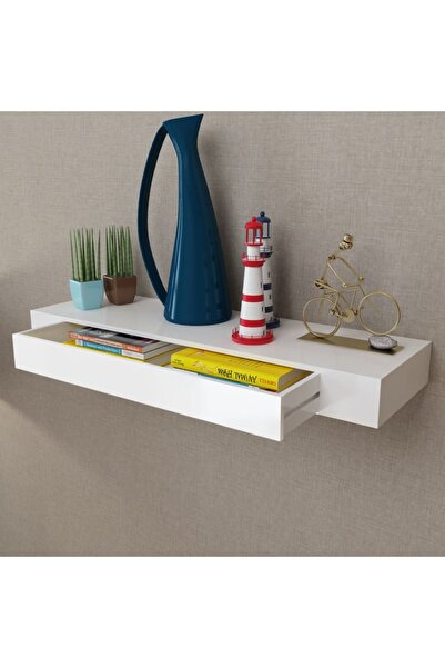 Concept Raft de perete suspendat bibliotecă depozitare DVD 1 sertar MDF, alb