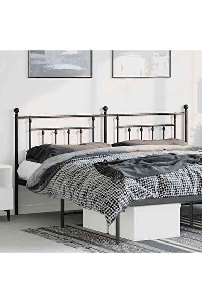 Concept Tăblie de pat metalică, negru, 180 cm