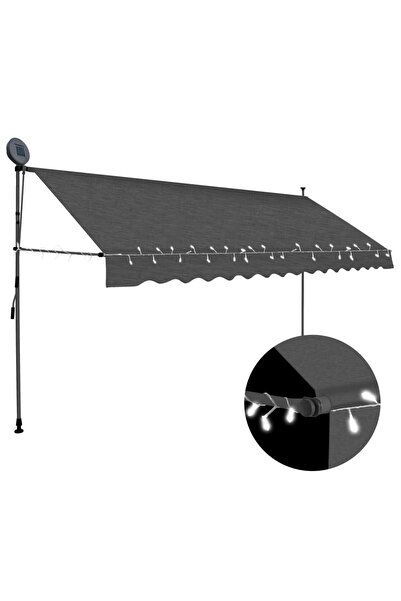 Concept Χειροκίνητη αναδιπλούμενη τέντα με LED, ανθρακί, 350 cm