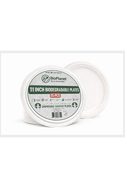 BioPlanet 11" Round Plate - 15PCS Sleeve - Biodegradable Bagasse Tableware