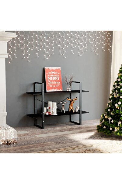 Concept Bibliotecă cu 2 rafturi, negru, 100x30x70 cm, PAL