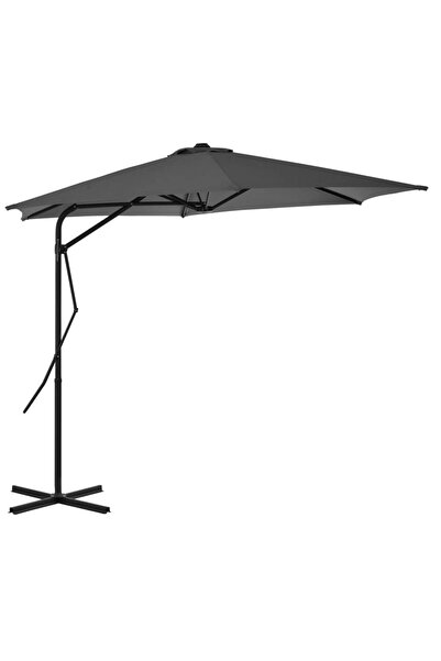 Concept Εξωτερική ομπρέλα ήλιου, ατσάλινος στύλος, ανθρακί, 300 εκ.