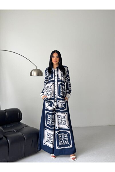 AEP COLLECTION DİGİTAL BASKI GÖMLEK PANTOLON TAKIM