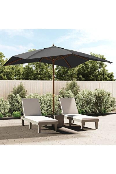 Concept Umbrelă de grădină stâlp din lemn, antracit, 300x300x273 cm