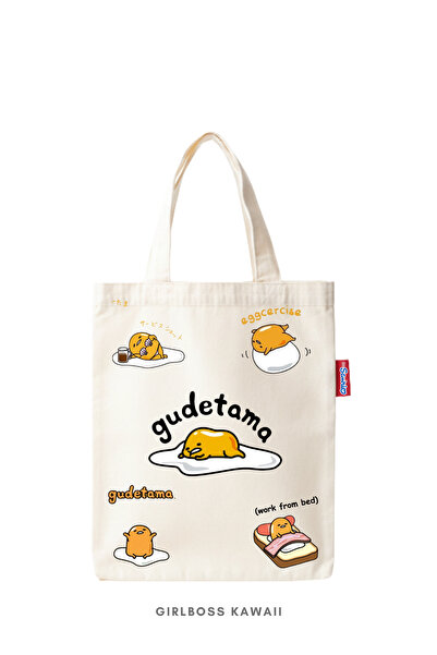 Girlboss Kawaii Gudetama Mini Tote Bag/Tablet/Book/Mini Cloth Shopping Bag Ba...