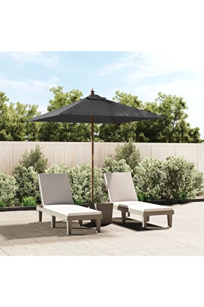 Concept Ομπρέλα κήπου με ξύλινο κοντάρι ανθρακί 198x198x231 εκ.