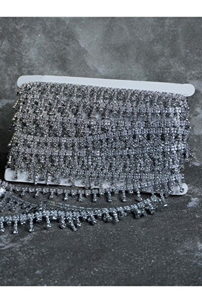 ARN Stone-Embellished Ribbon 2 cm width with Crystal Stones Silver / 5 m