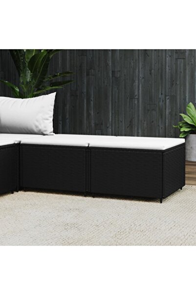 Concept Taburete de grădină cu perne, 2 buc., negru, poliratan