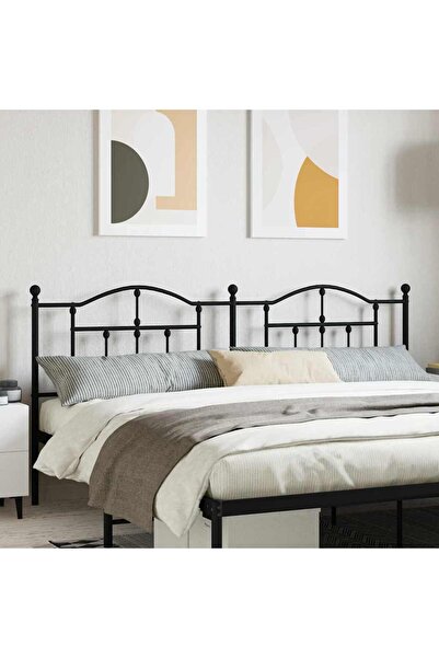 Concept Tăblie de pat metalică, negru, 200 cm