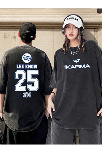 Toum Μπλουζάκι Stray Kids Karma με τύπωμα Unisex που πλένεται, Vintage oversized