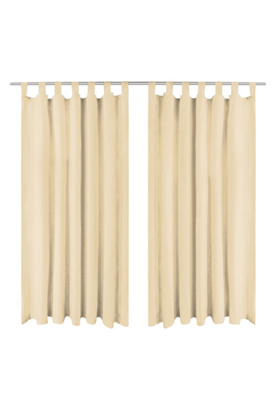 Concept Μικρο-σατέν κουρτίνες με κορδόνια, 2 τεμάχια, 140 x 245 cm, μπεζ
