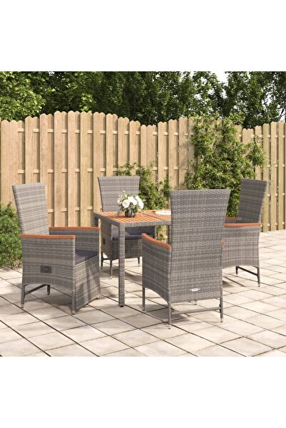 Concept Σετ επίπλων κήπου 5 τεμαχίων με μαξιλάρια, γκρι, πολυρατάν