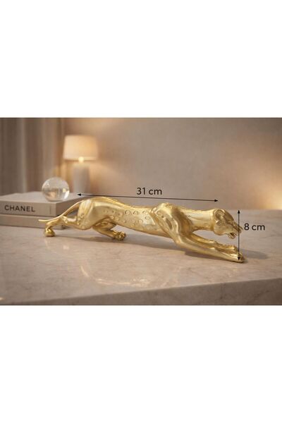 ersu store 31cm Golden Altın Dekoratif Leopar Obje Biblo Hediyelik Ev Ofis De...
