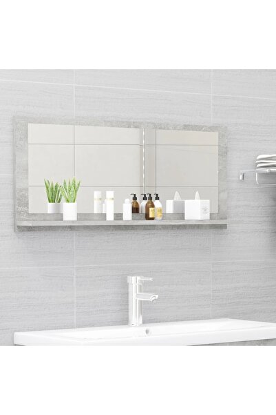 Concept Dulap de baie cu oglindă, gri beton, 90 x 10,5 x 37 cm, PAL