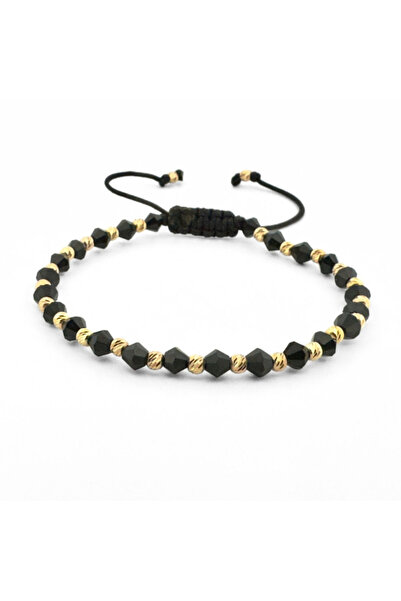 Onixbox Bracelet with Silver Beads Plated with 18K Gold, Bicone Glass Crystal...