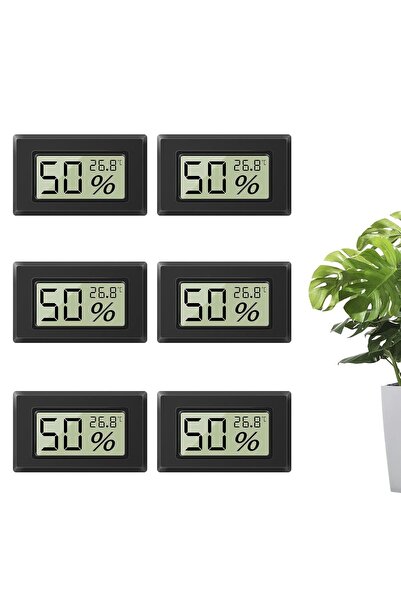 NO BRAND Mini higrometru digital, reglabil ℃/℉, 6 piese, negru, independent, ...