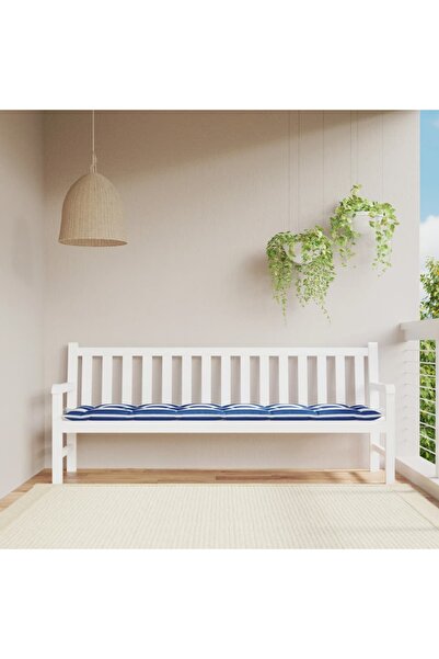 Concept Μαξιλάρι πάγκου κήπου, μπλε/λευκές ρίγες, 200x50x7 cm, ύφασμα
