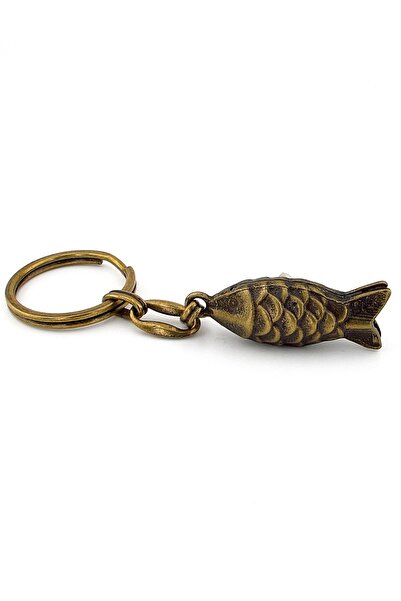 Solfera Fish Luck Good Fortune Talih Icon Antique Yellow Antique Metal Keycha...