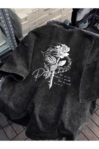 Toum Vintage Rose Washed Oversized T-Shirt