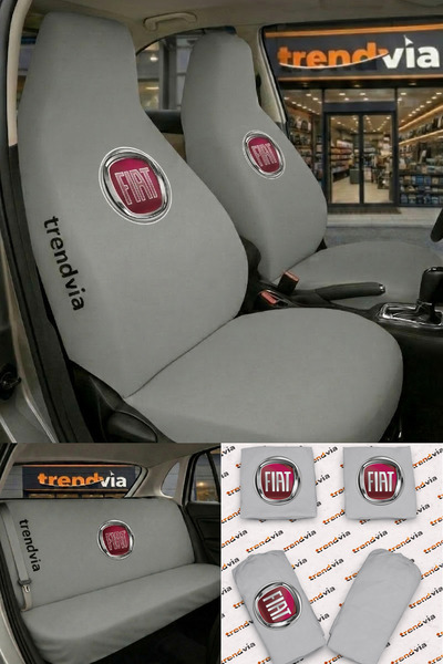 trivexa Fiat (Eski) Logolu Oto Koltuk Kılıfı Ön Arka Set – Penye Universal Ko...
