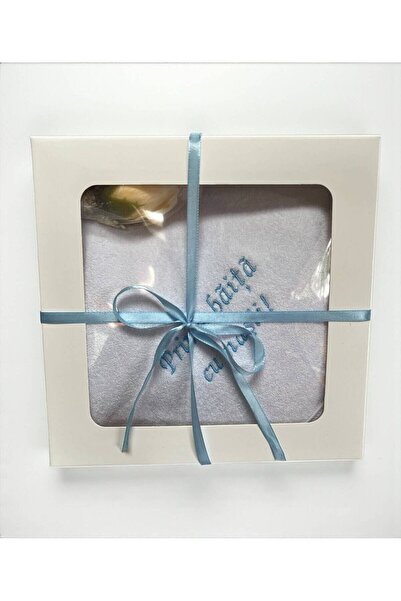 Your Baby Store Embroidered towel - blue “First bath with the godparents”, wi...