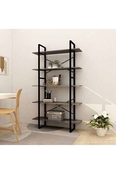 Concept Βιβλιοθήκη με 5 ράφια, γκρι, 100x30x175 cm, ξύλο πεύκου