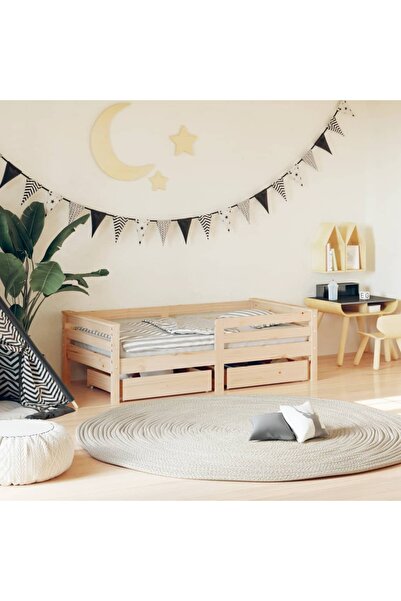 Concept Σκελετός παιδικού κρεβατιού με συρτάρια, 70x140 εκ., από μασίφ ξύλο π...