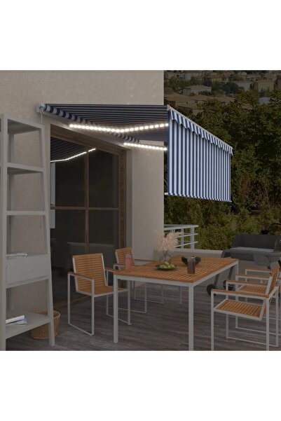 Concept Copertină retractabilă manual cu stor&LED albastru&alb, 3x2,5 m