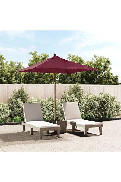 Concept Umbrelă de grădină stâlp din lemn, roșu bordo, 198x198x231 cm