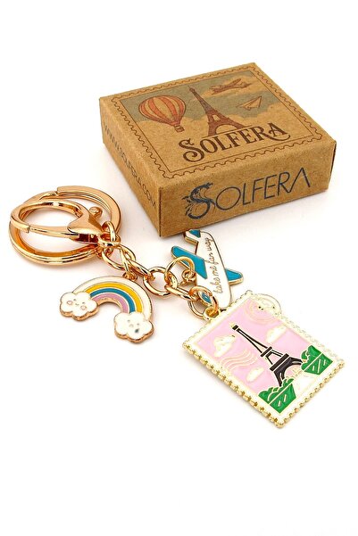 Solfera Paris Eiffel Tower Airplane Cloud Travel France Bag Ornament Charm Ke...