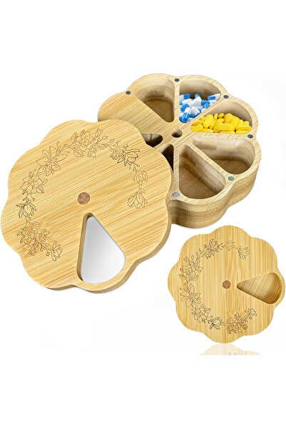 NO BRAND Organizator de pastile pentru 7 zile din lemn