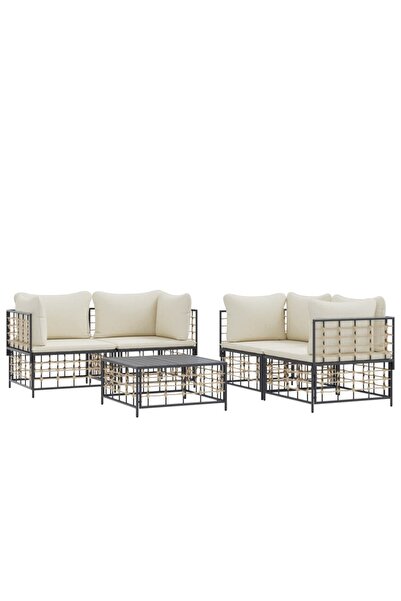 Concept Σετ ξαπλώστρας κήπου 5 τεμαχίων με μαξιλάρια, ανθρακί, πολυρατάν