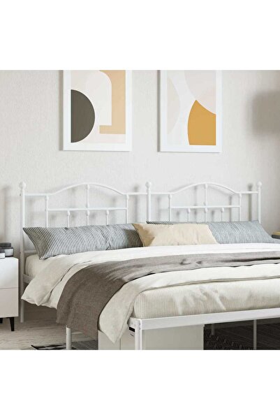 Concept Tăblie de pat metalică, alb, 200 cm