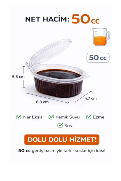 figanlar ambalaj 50 CC piele n Recipient pentru sos cu capac, transparent, re...