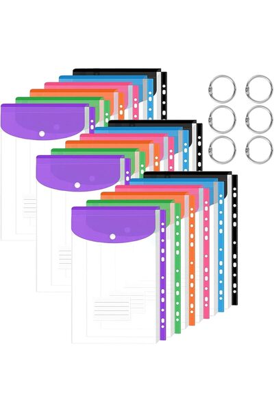 Cerioll A4 Document Folder, Pack of 18, A4 Document Pocket, with 11 Hole Edge...