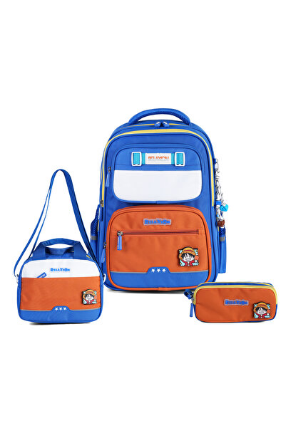 nacar çarşı Relaxion 1814 Orange Boy's 3-Piece Primary School Set O Bag & Lar...